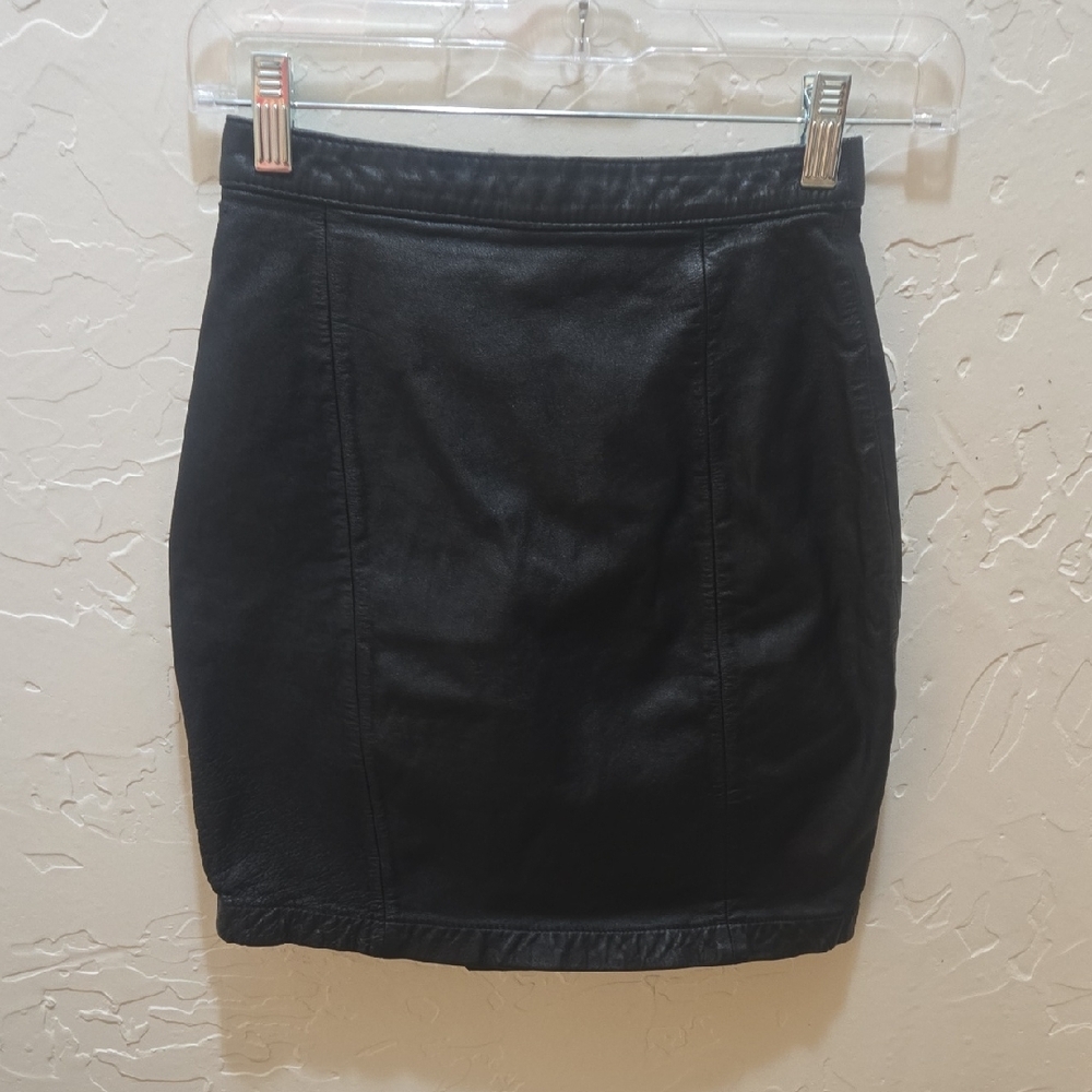 Vintage Black Leather Mini Skirt